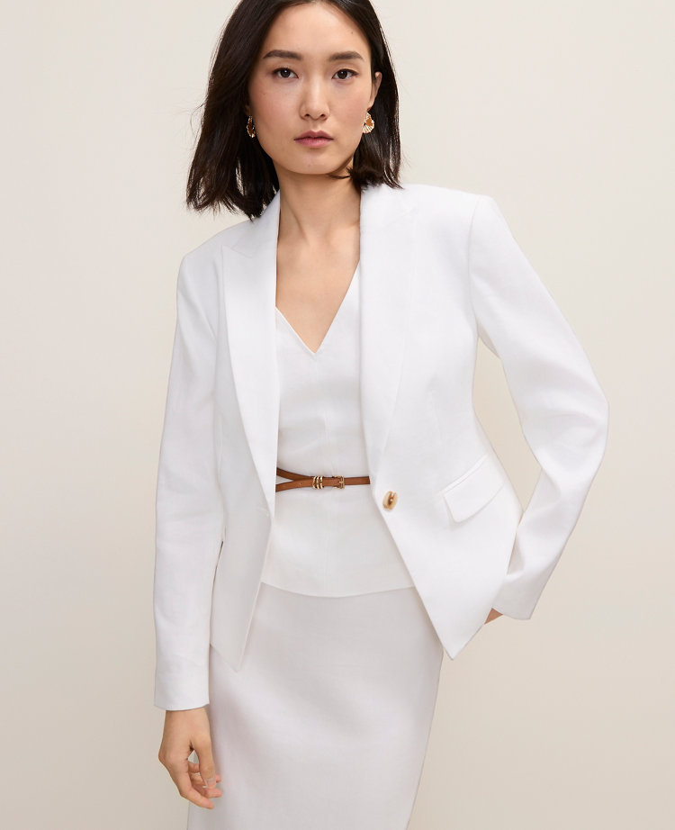 The Short One Button Blazer in Linen Blend