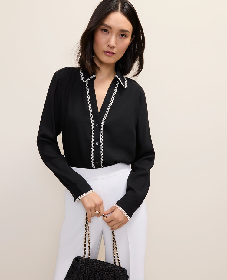 Embroidered Satin Essential Shirt