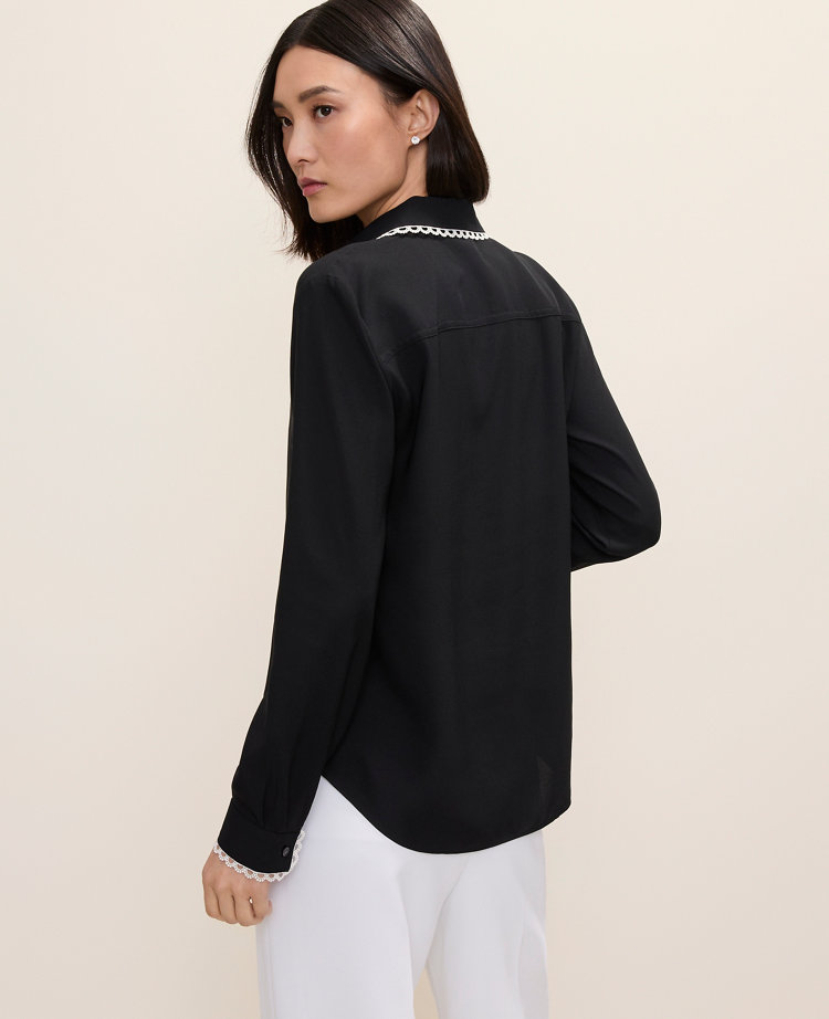 Embroidered Satin Essential Shirt