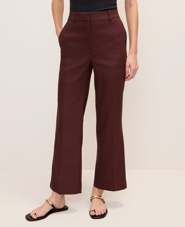 The Petite Flare Ankle Pant in Linen Blend