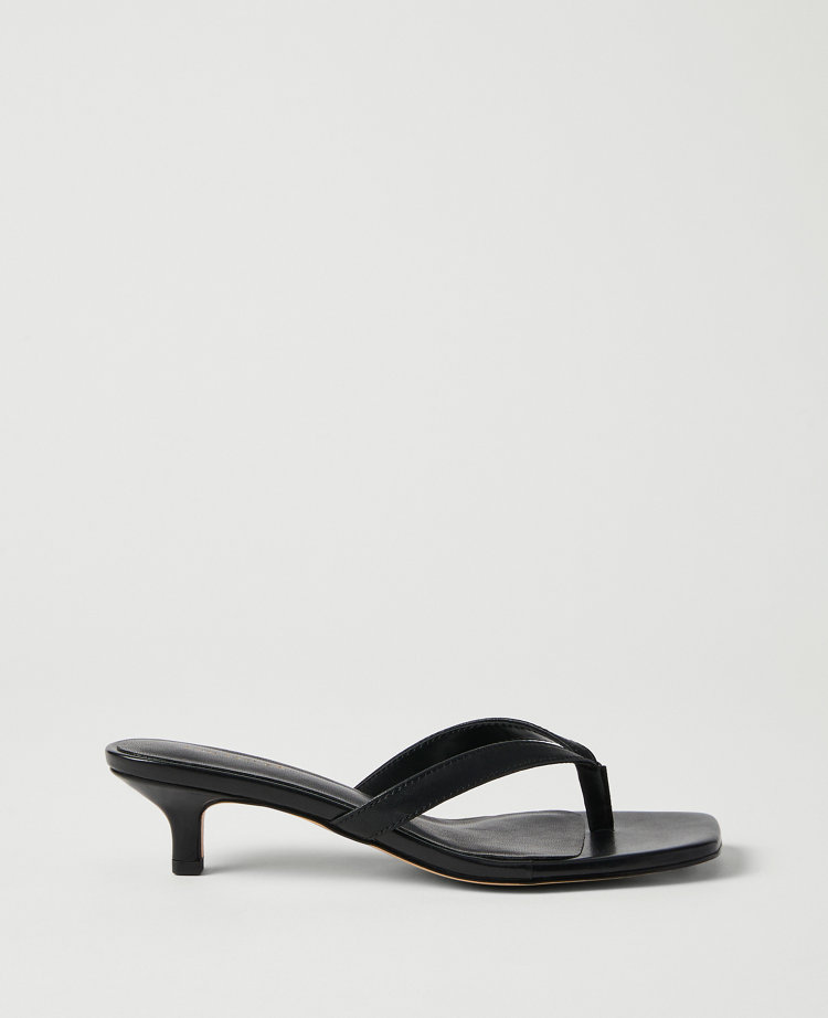 Leather Flip Flop Heel Sandal