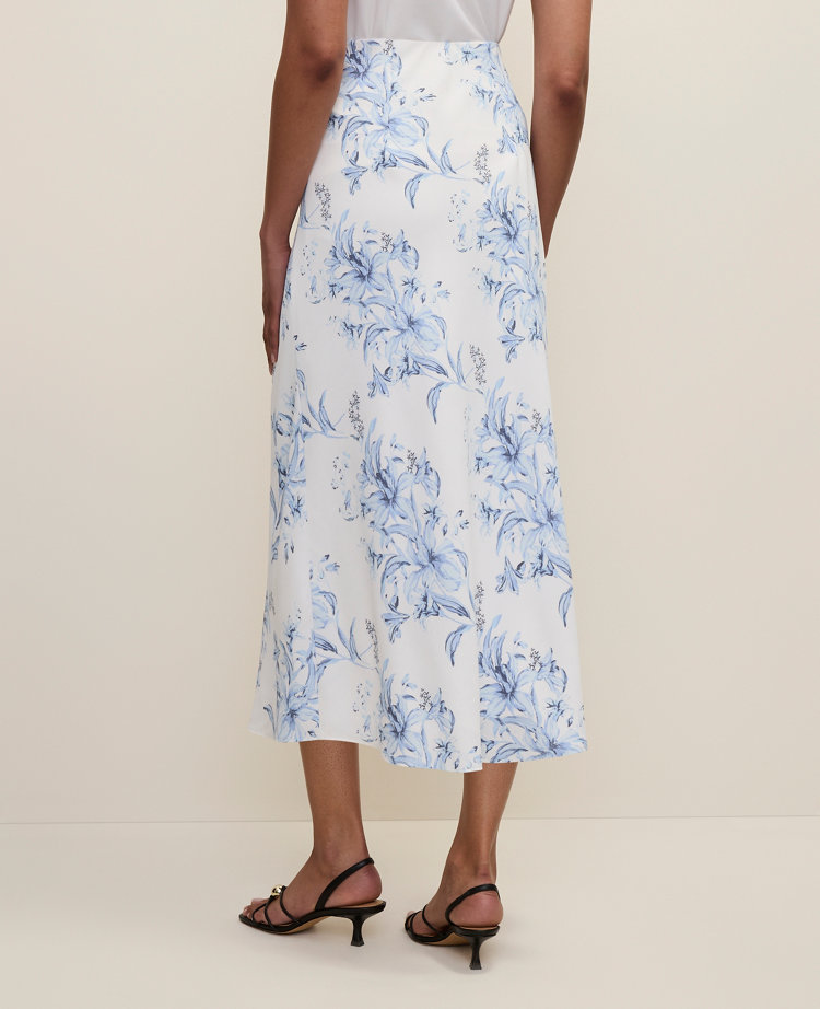 Petite Floral Bias Midi Slip Skirt