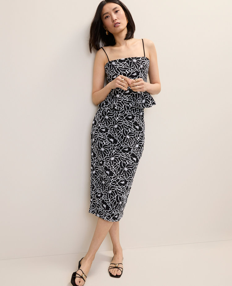 Petite Eyelet Column Midi Skirt