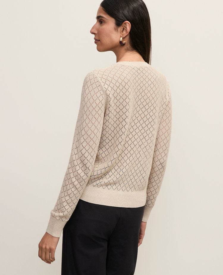 Petite Metallic Pointelle Stitch Ann Cardigan