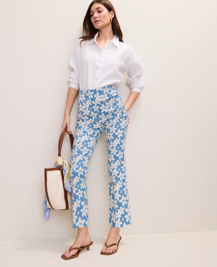 The Petite Flare Ankle Pant in Floral Print