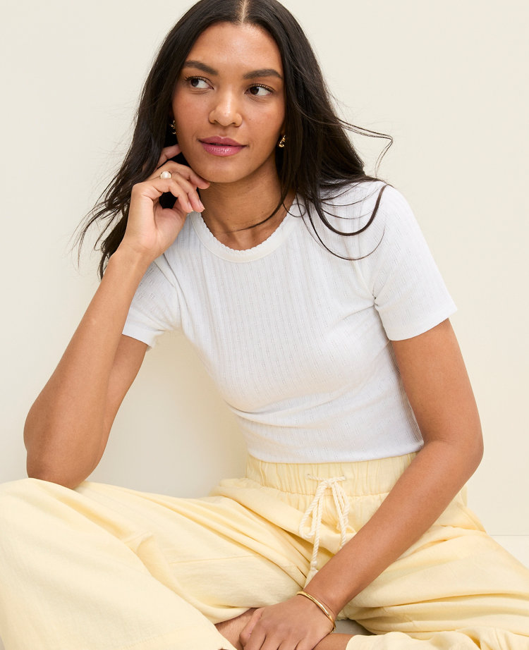 Weekend Pointelle Crew Neck Tee