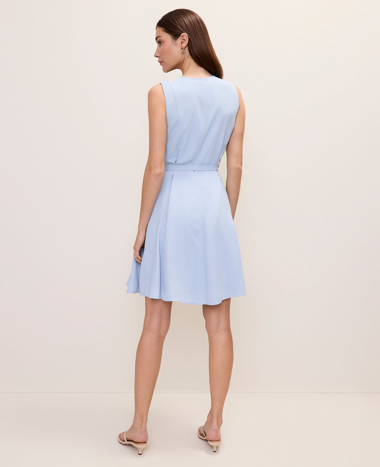 Belted Crew Neck Flare Dress