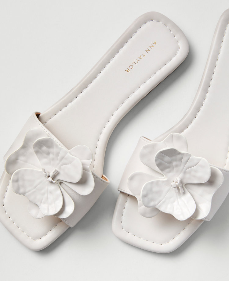 Leather Flower Embellished Sandal