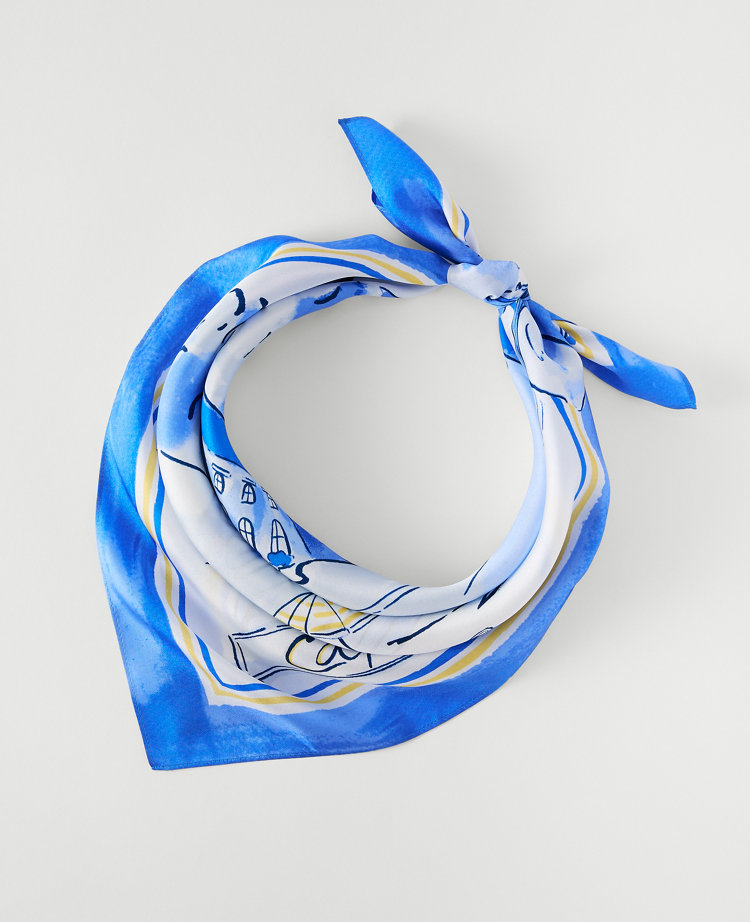 Weekend Coastal Print Silk Scarf