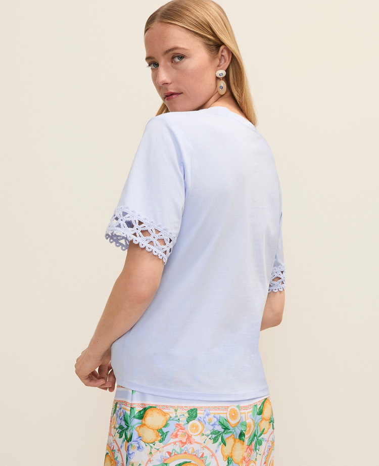 Petite Crochet Trim Relaxed Tee