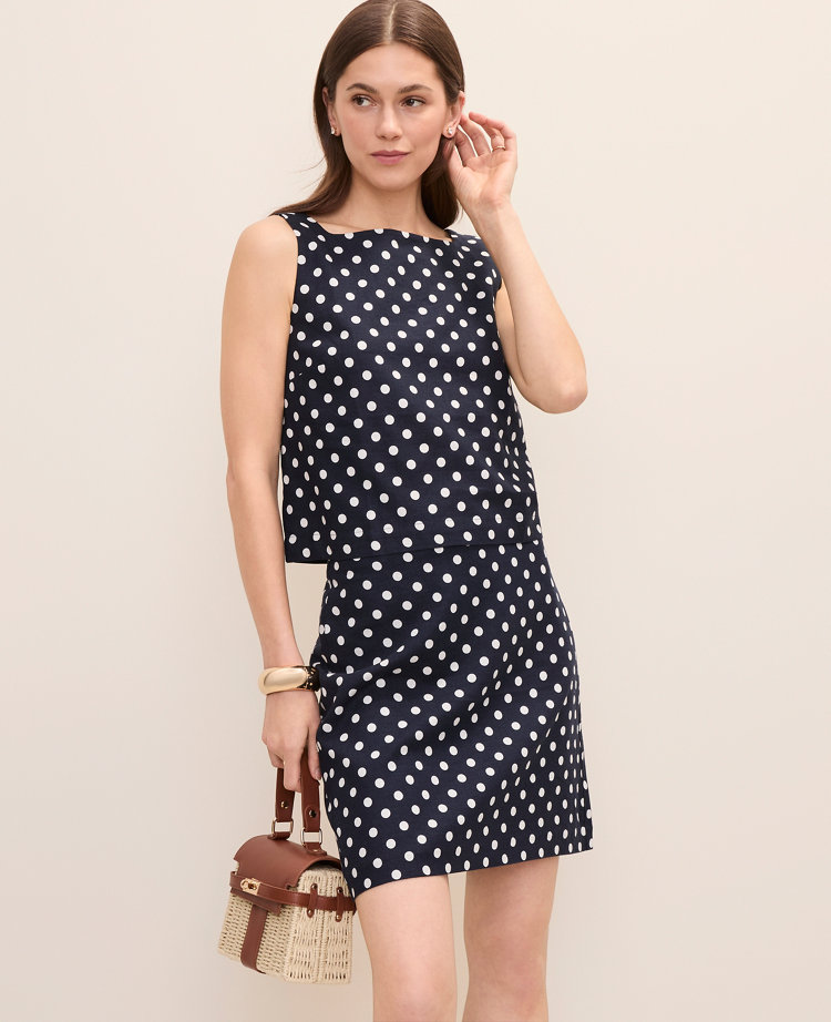 Petite Polka Dot Tank Top in Linen Blend