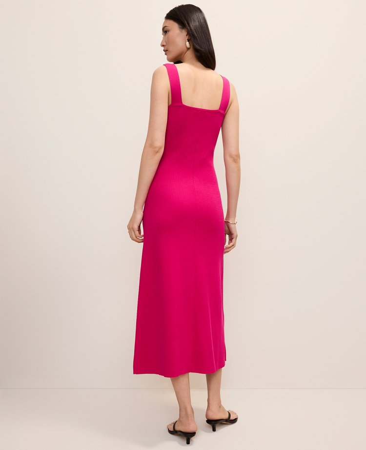 Petite Ribbed Button Sweater Dress