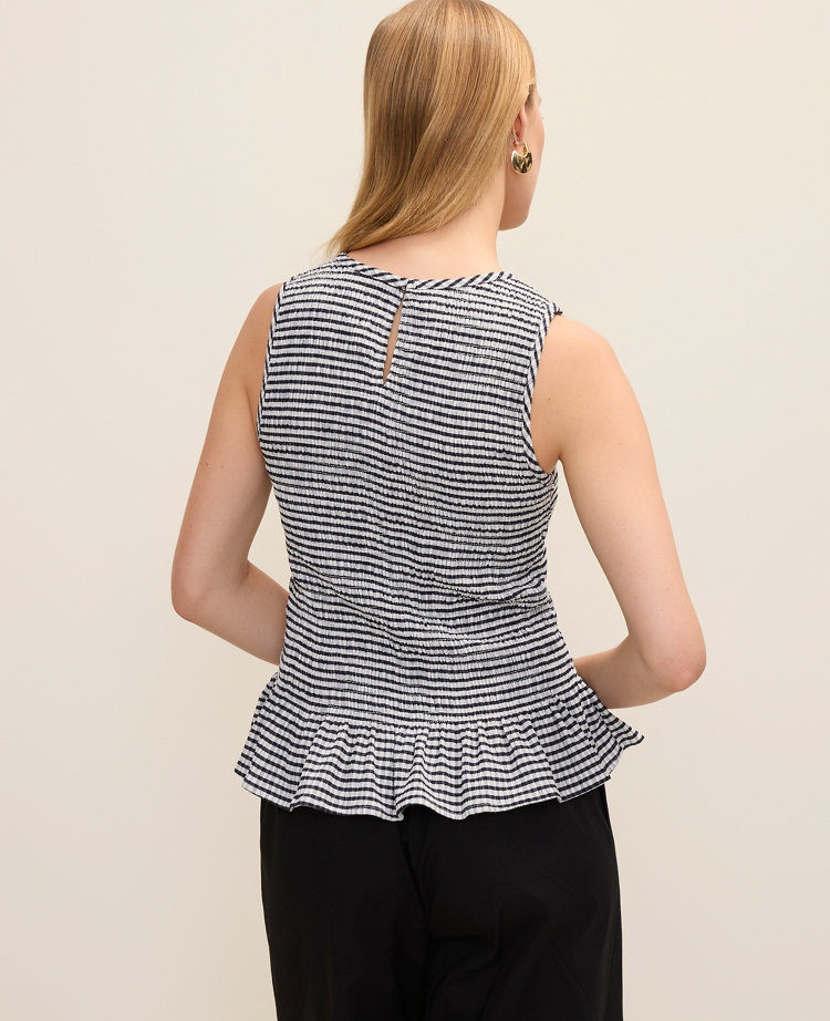 Petite Gingham Smocked Peplum Tank