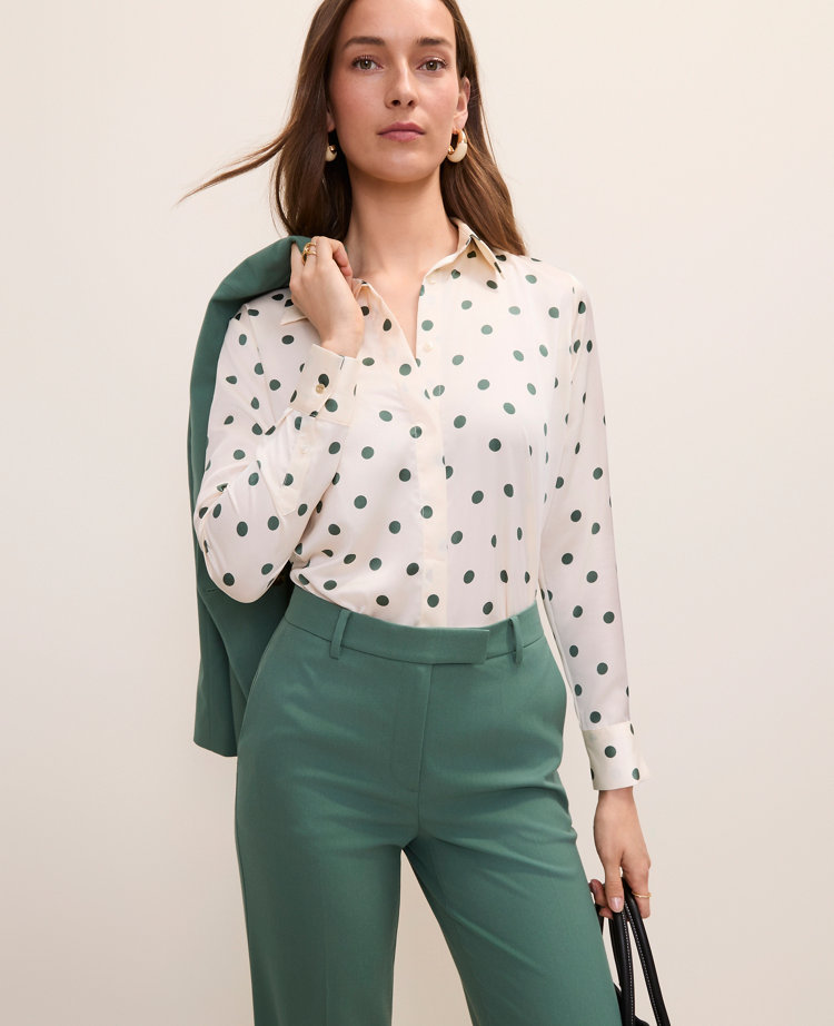 Dotted Satin Button Down Shirt carousel Product Image 1
