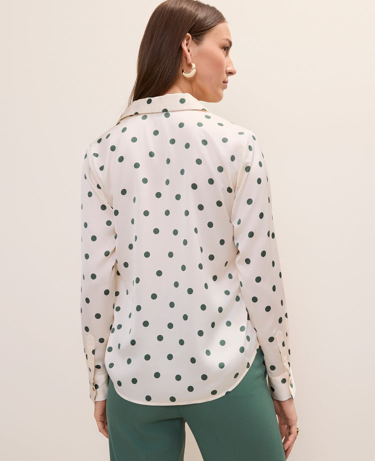 Dotted Satin Button Down Shirt carousel Product Image 2