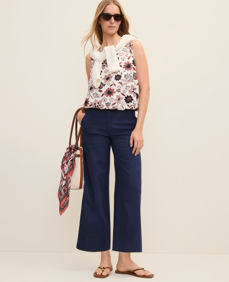 Petite Weekend Floral Tank Top in Linen Blend carousel Product Image 3