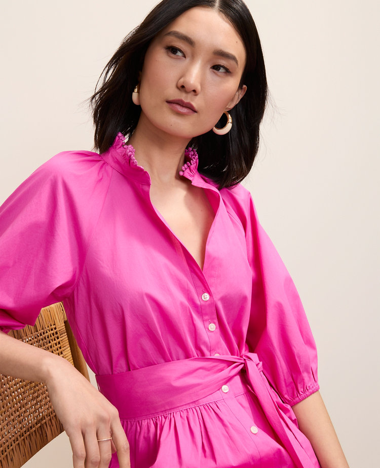 Petite Ruffle Collar Mini Dress