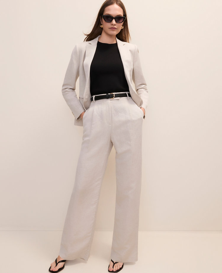 The Pleated Straight Pant in Linen Blend