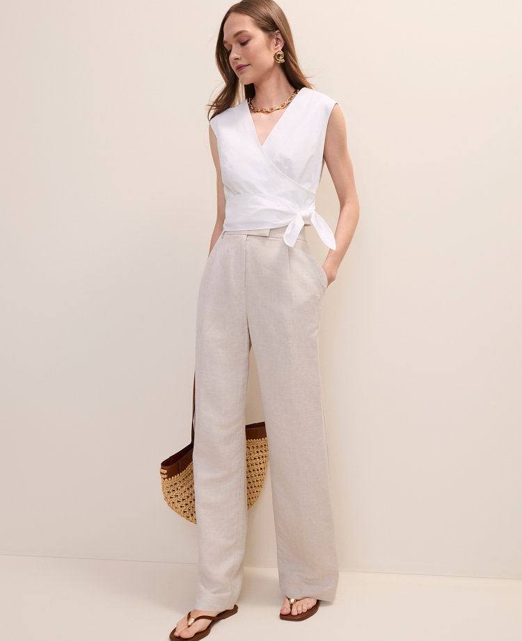 The Pleated Straight Pant in Linen Blend