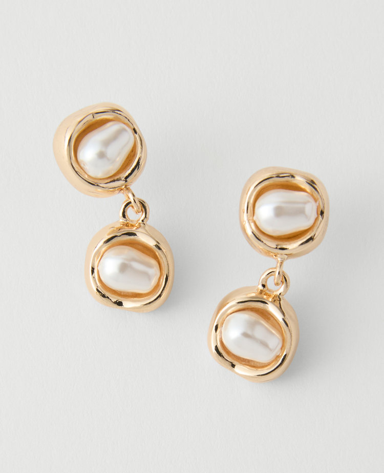 Double Pearl Drop Earrings