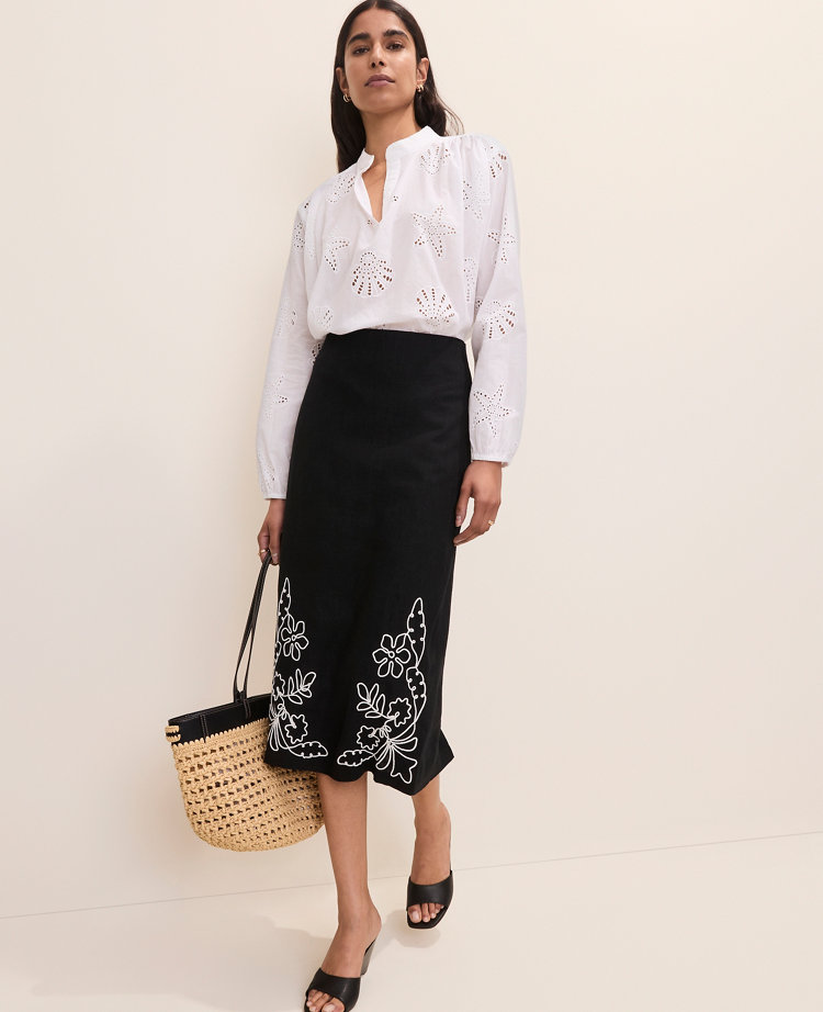 Petite Eyelet V-Neck Popover