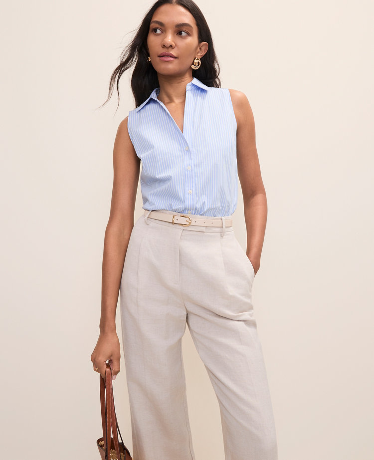 Petite Striped Sleeveless Essential Shirt