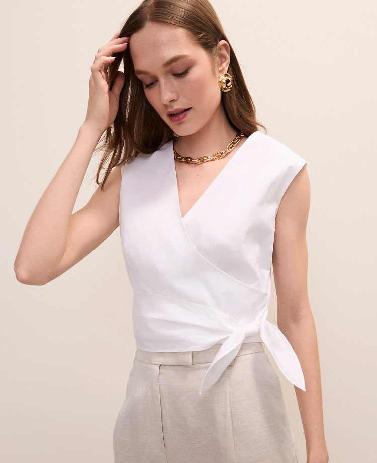Petite V-Neck Tie Waist Top