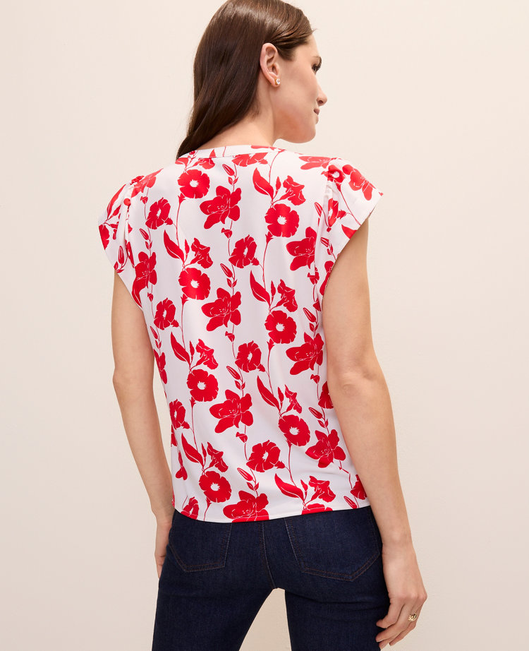 Petite Mixed Media Floral Flutter Sleeve Top carousel Product Image 2
