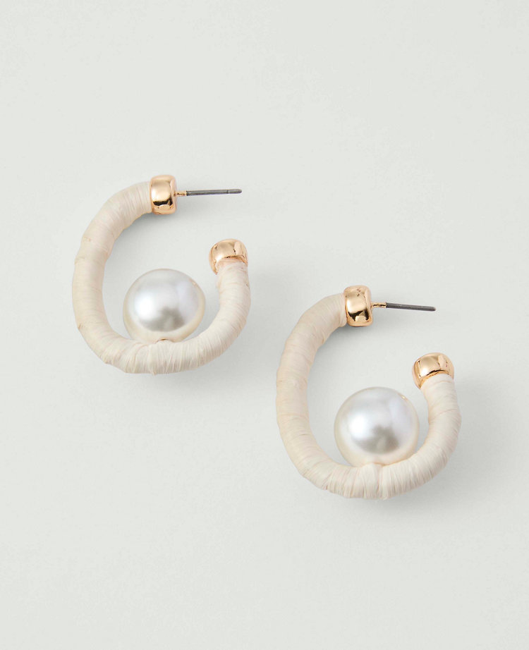 Threaded Pearl Hoop Earrings