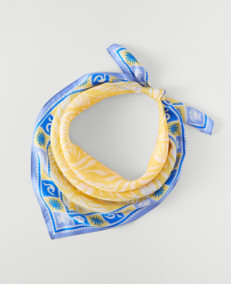 Ann Taylor Weekend Floral Silk Scarf Yellow Hibiscus Women's