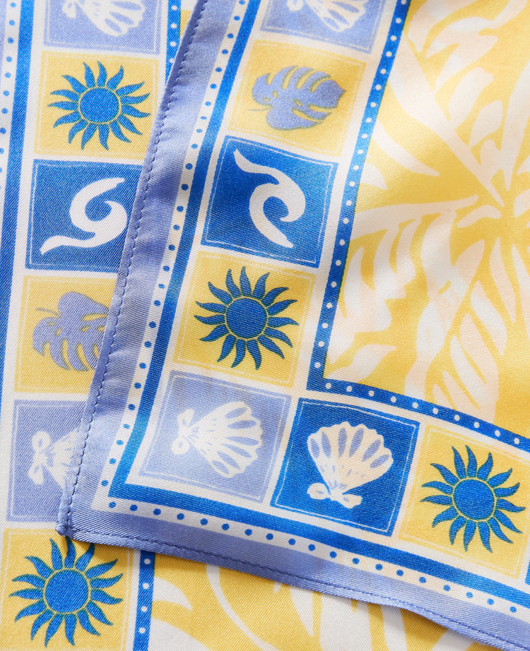 Ann Taylor Weekend Floral Silk Scarf Yellow Hibiscus Women's