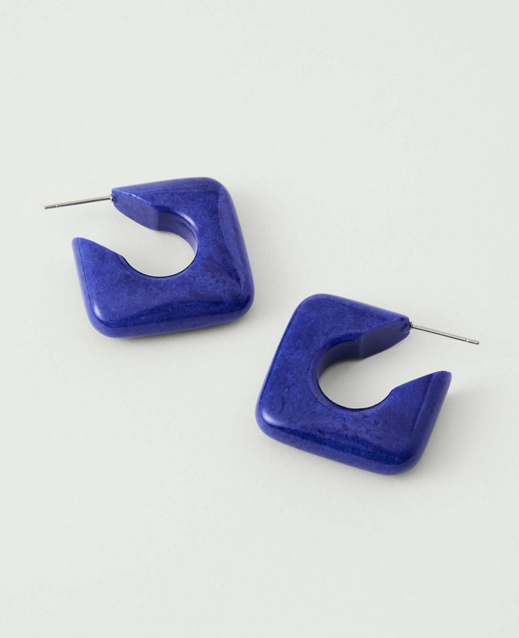 Stone Square Hoop Earrings