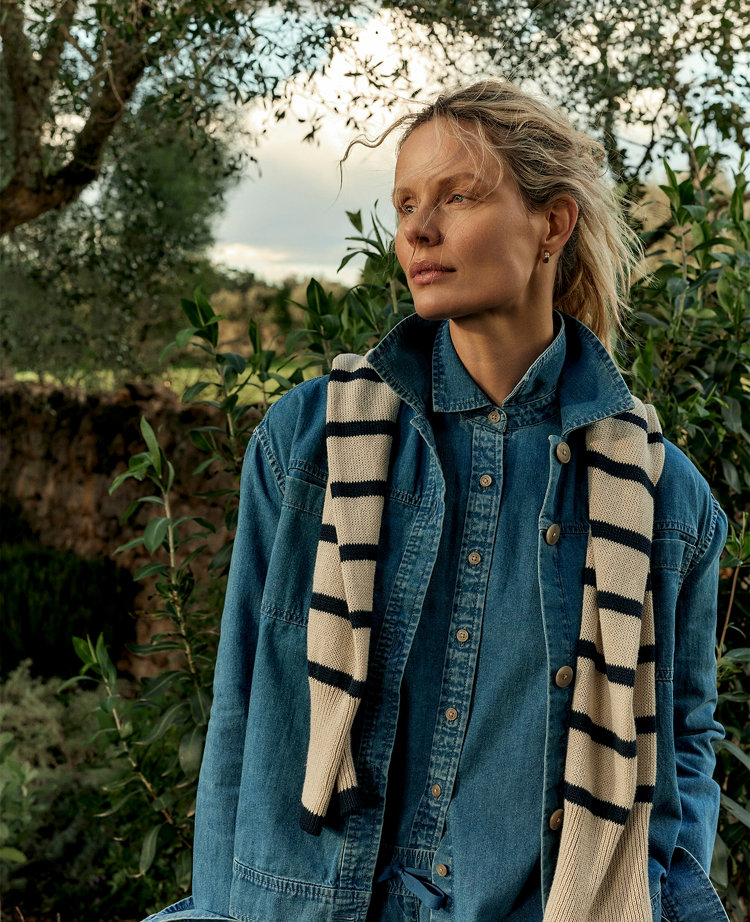 Haven Well Within Organic Cotton Linen Stripe Crewneck