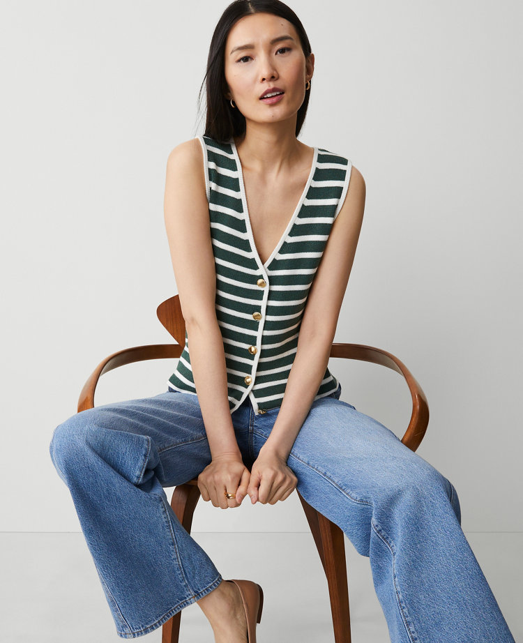 Striped Ribbed Sweater Vest