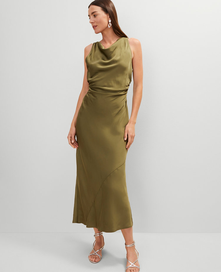 Halter Bias Satin Maxi Dress