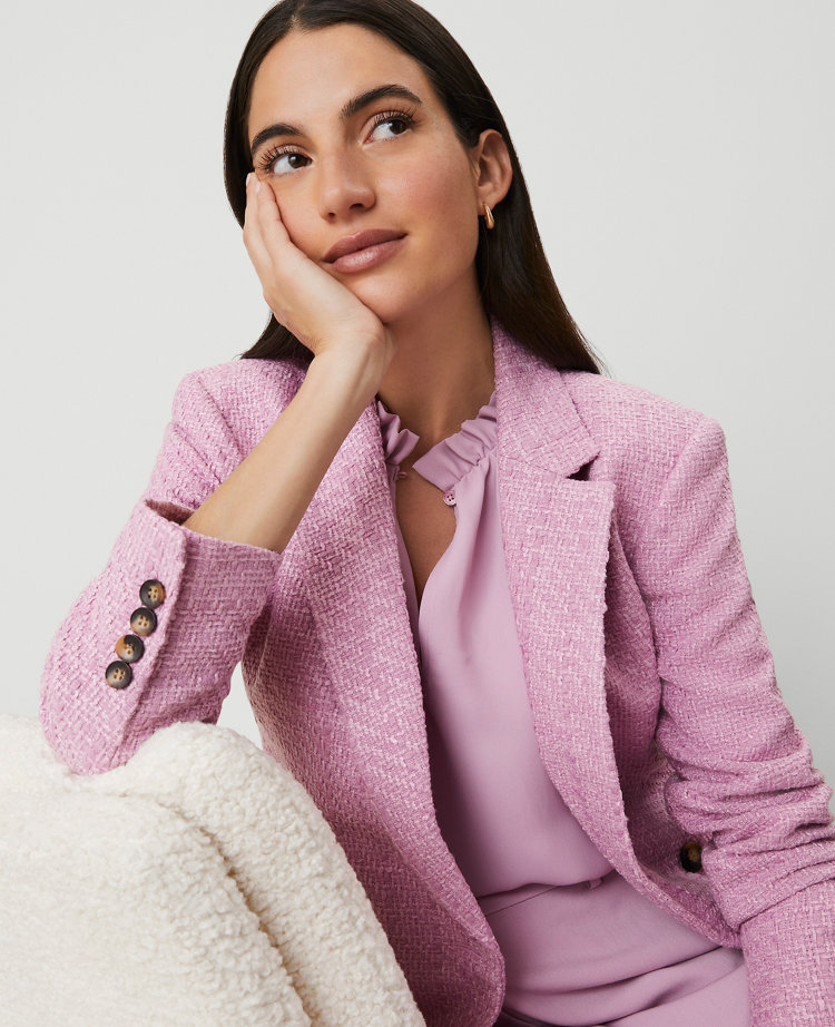 Petite Tweed Double-Breasted Blazer