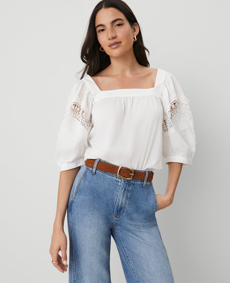 Eyelet Puff Sleeve Blouse