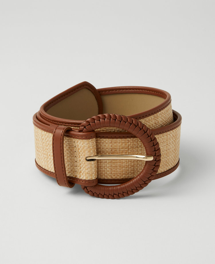 ANN TAYLOR BRAIDED TRIM STRAW BELT 