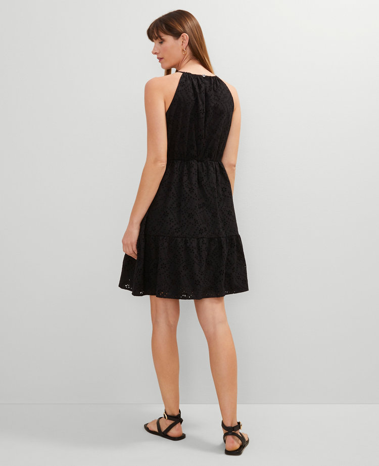 Eyelet Halter Flare Dress