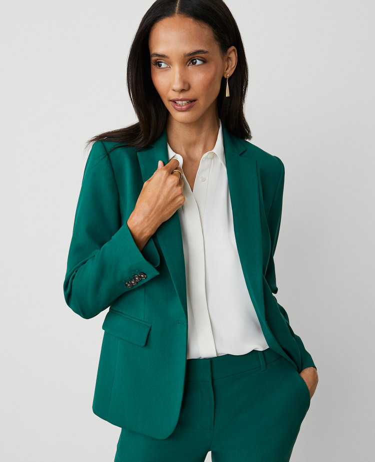 The Notched One-Button Blazer in Textured Drape