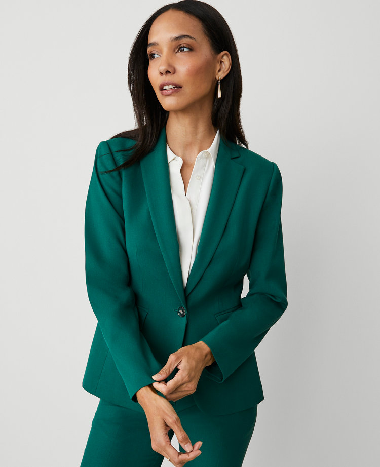 The Notched One-Button Blazer in Textured Drape