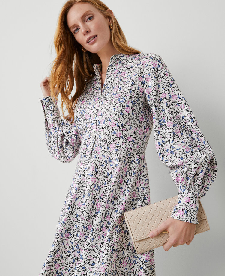 Floral Puff Sleeve Flare Dress