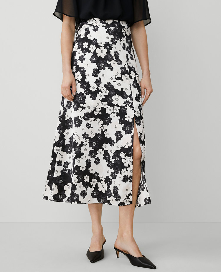 Petite Floral Satin Maxi Skirt