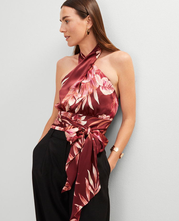 Studio Collection Floral Twist Halter Top