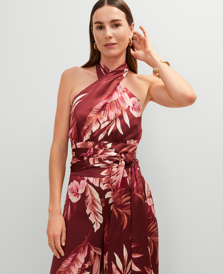 Studio Collection Twist Halter Top in Tropical Print