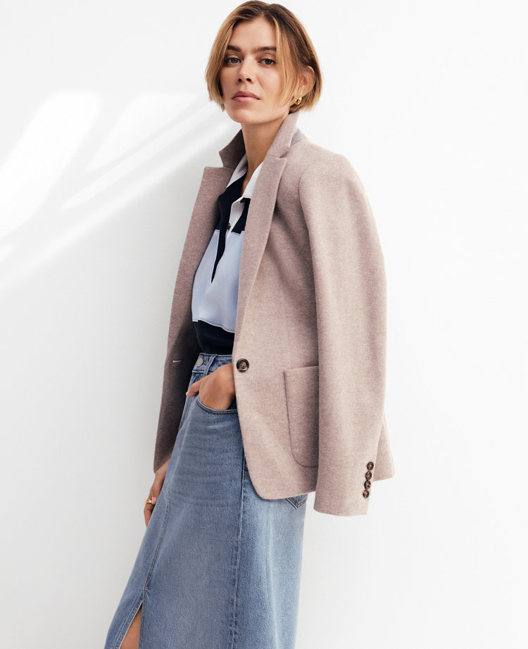 The Petite Hutton Blazer in Brushed Rib Knit