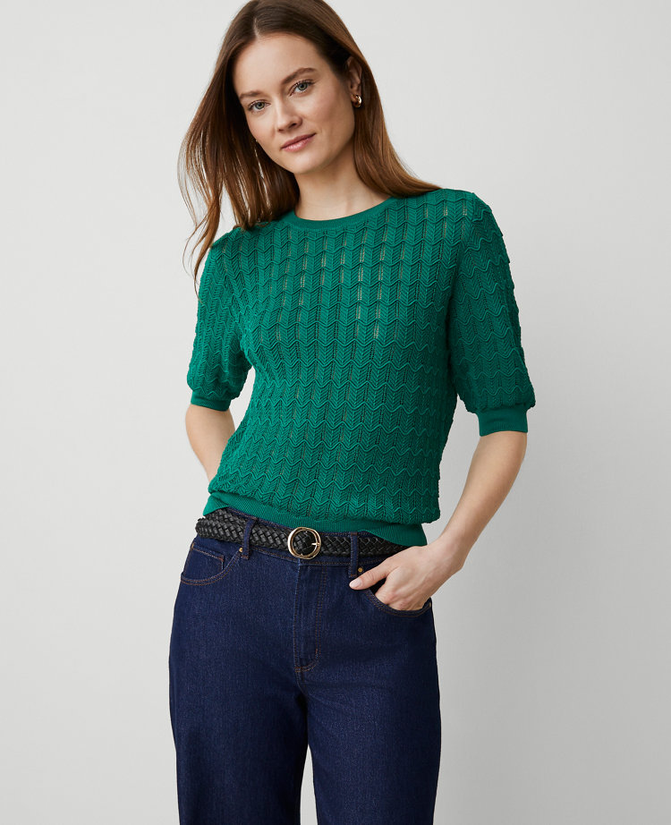 Petite Wavy Stitch Wedge Sweater