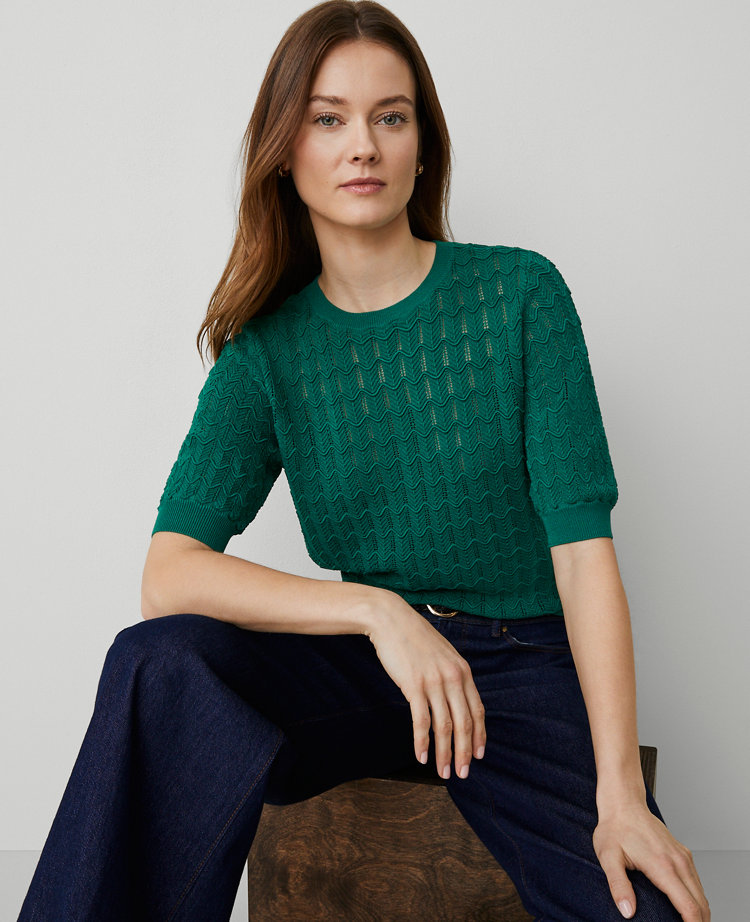 Petite Wavy Stitch Wedge Sweater