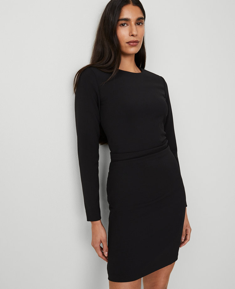 The Side-Tuck Mini Dress in Knit Crepe