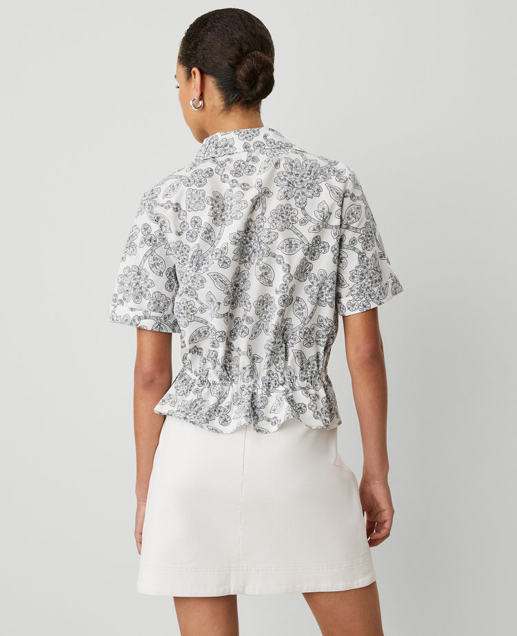 Paisley Tie Waist Peplum Shirt